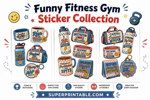 Funny Fitness Gym Sticker Collection Feature Image