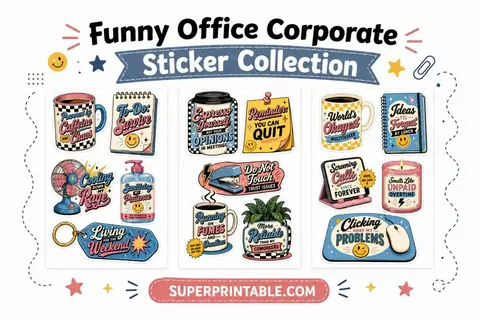 Funny Office Corporate Sticker Collection Feature Image