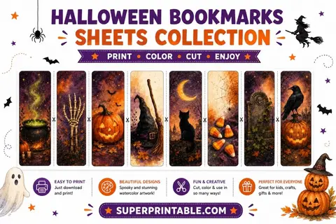 Halloween Bookmarks Sheets Collection Feature Image