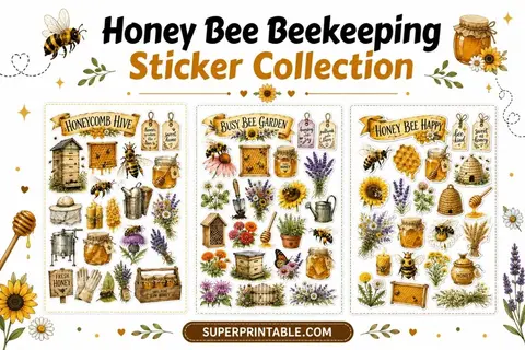 Honey Bee Beekeeping Sticker Collection Feature Image