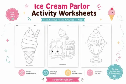 Ice Cream Parlor Activity Worksheets Feature Image