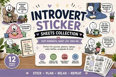 Introvert Life Stickers Sheets Collection