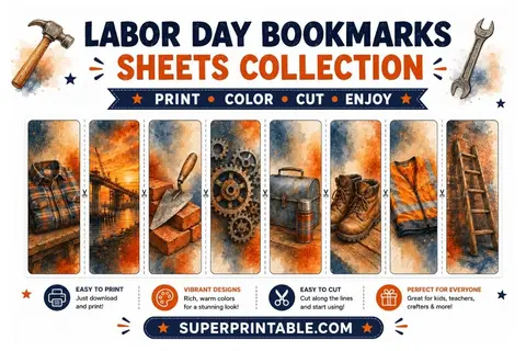 Labor Day Bookmarks Sheets Collection Feature Image