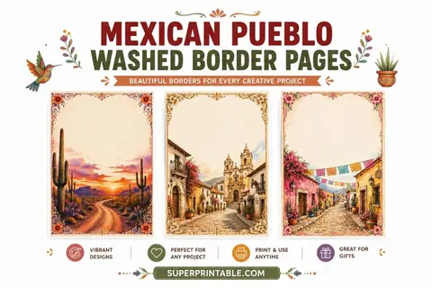 Mexican Pueblo Washed Border Pages Feature Image