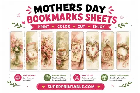 Mothers Day Bookmarks Sheets Collection Feature Image