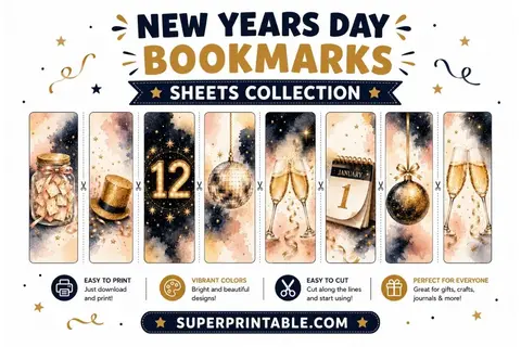 New Years Day Bookmarks Sheets Collection Feature Image