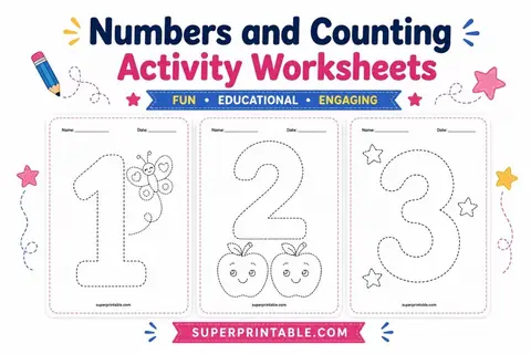 Free Numbers and Counting Activity Worksheets for Kids