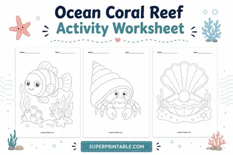 Ocean Coral Reef Activity Worksheets Feature Image