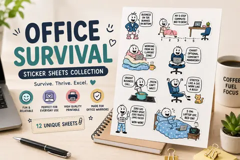 Office Survival Stickers Sheets Collection