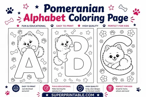 Pomeranian Alphabet Coloring Page Feature Image
