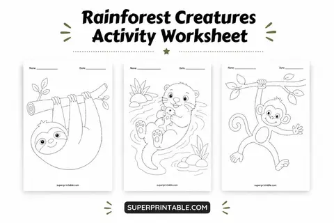 Rainforest Creatures Activity Worksheet Feature Image