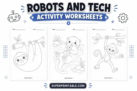 Robots and Tech Activity Worksheets Feature Image