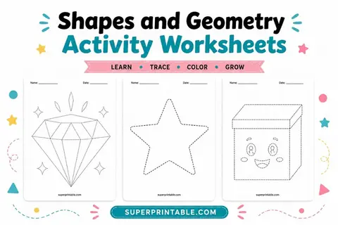 Shapes and Geometry Activity Worksheets Feature Image