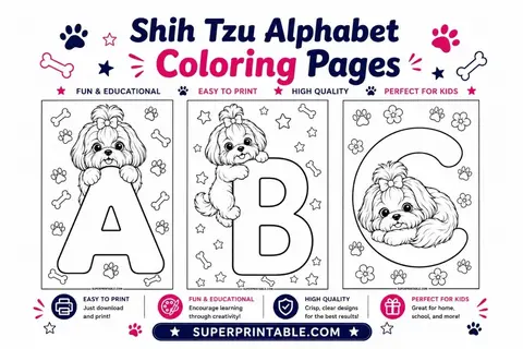 Shih Tzu Alphabet Coloring Pages Feature Image