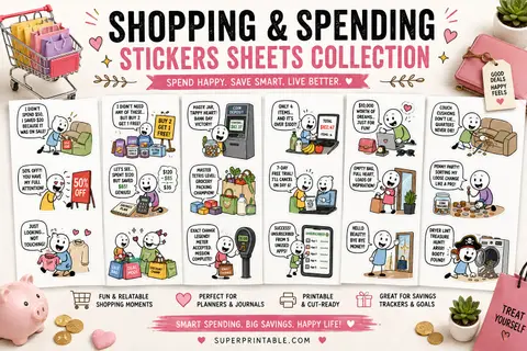 Shopping and Spending Stickers Sheets Collection