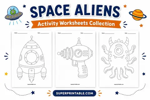 Space Aliens Activity Worksheets Collection Feature Image