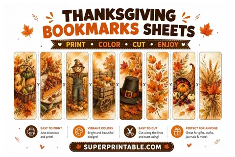 Thanksgiving Bookmarks Sheets Collection Feature Image