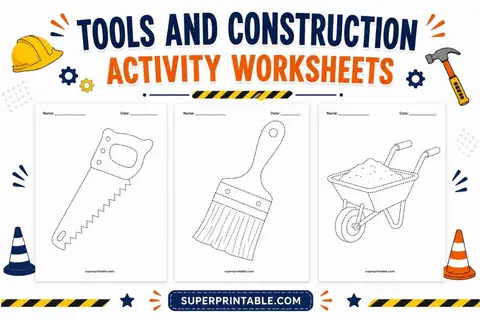 Tools and Construction Activity Worksheets Feature Image
