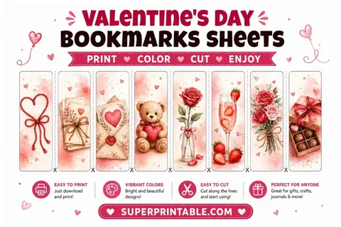 Valentine's Day Bookmarks Sheets Collection Feature Image