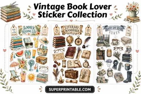 Vintage Book Lover Sticker Collection Feature Image