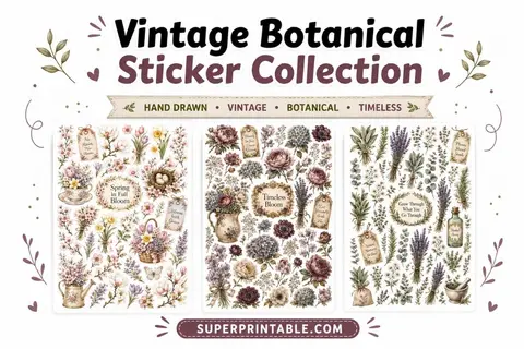 Vintage Botanical Sticker Collection Feature Image