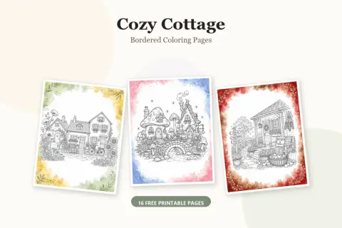 16 Cozy Cottage Bordered Coloring Pages