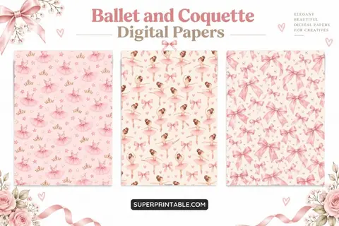 10+ Ballet and Coquette Digital Papers Feature Image