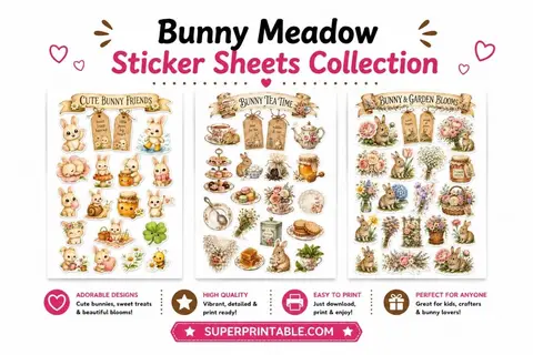 10+ Bunny Meadow Sticker Sheets Collection Feature Image