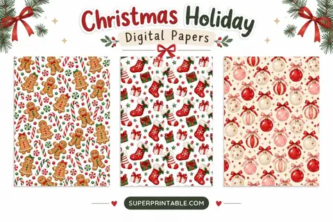 10+ Christmas Holiday Digital Papers Feature Image