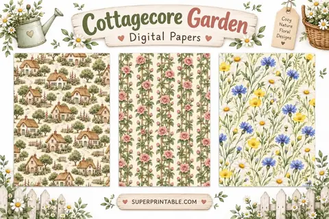 10+ Cottagecore Garden Digital Papers Feature Image