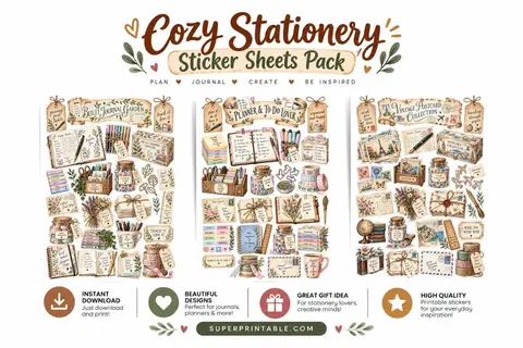 10+ Cozy Stationery Sticker Sheets Pack Feature Image