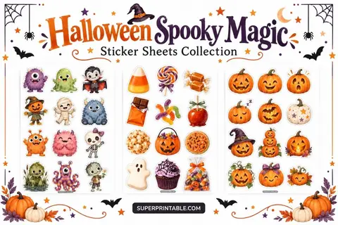 10+ Halloween Spooky Magic Sticker Sheets Collection Feature Image