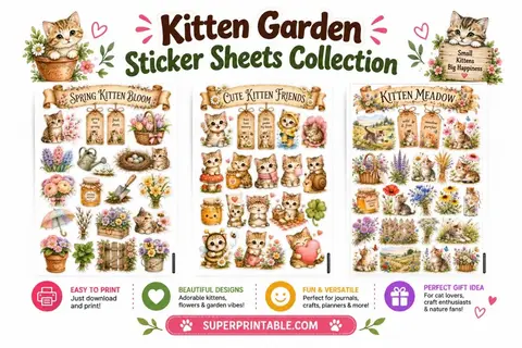 10+ Kitten Garden Sticker Sheets Collection Feature Image