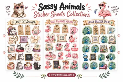 10+ Sassy Animals Sticker Sheets Collections Feature Image