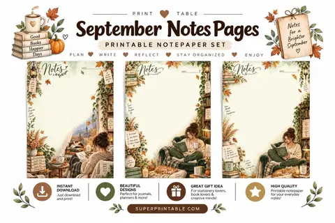 10+ September Notes Pages Feature Image