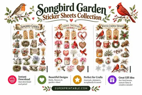 10+ Songbird Garden Sticker Sheets Collection Feature Image