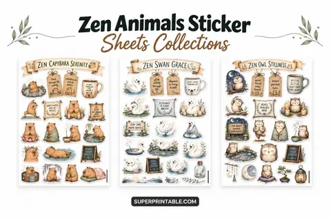 10+ Zen Animals Sticker Sheets Collections Feature Image