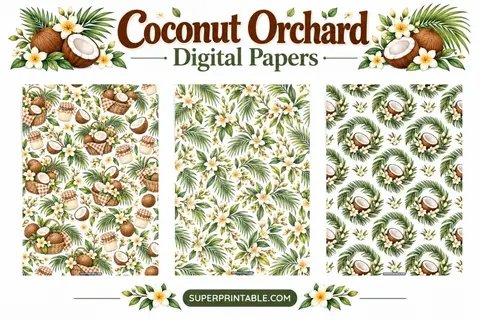 12+ Coconut Orchard Digital Papers Feature Image