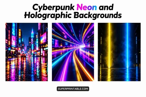 12+ Cyberpunk Neon and Holographic Backgrounds Feature Image