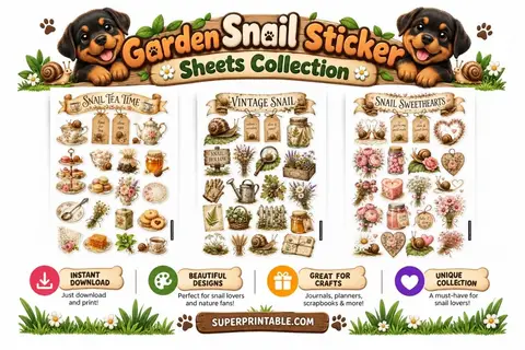 12+ Garden Snail Sticker Sheets Collection Feature Image