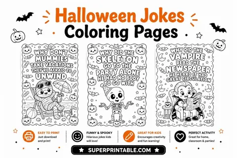 12+ Halloween Jokes Coloring Pages Feature Image