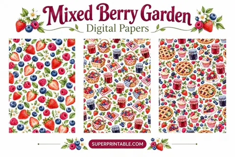 12+ Mixed Berry Garden Digital Papers Feature Image