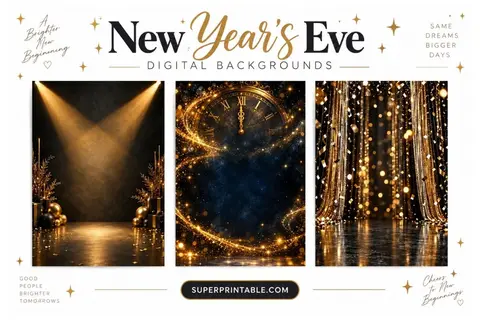 12+ New Year's Eve Digital Backgrounds Feature Image