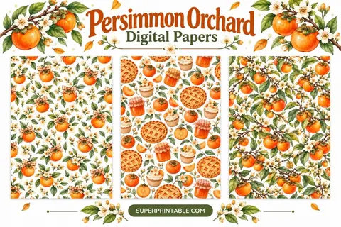 12+ Persimmon Orchard Digital Papers Feature Image