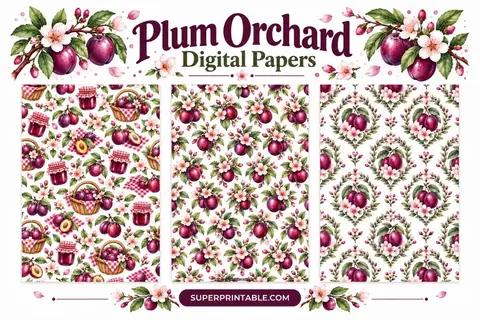 12+ Plum Orchard Digital Papers Feature Image