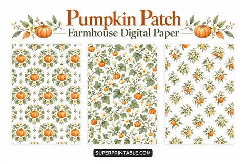 12+ Pumpkin Patch Farmhouse Digital Papers Feature Image