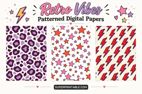 12+ Retro Vibes Patterned Digital Papers Feature Image