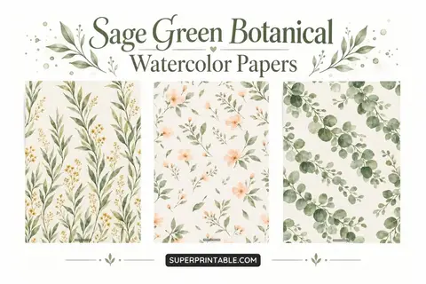 12+ Sage Green Botanical Watercolor Papers Feature Image