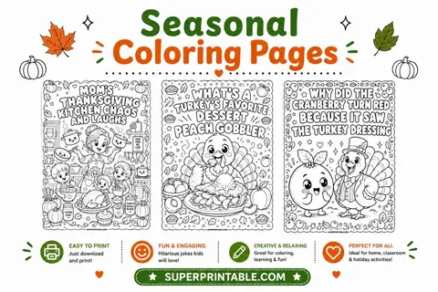 12+ Seasonal Coloring Pages Pack Feature Image