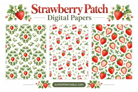 12+ Strawberry Patch Digital Papers Feature Image